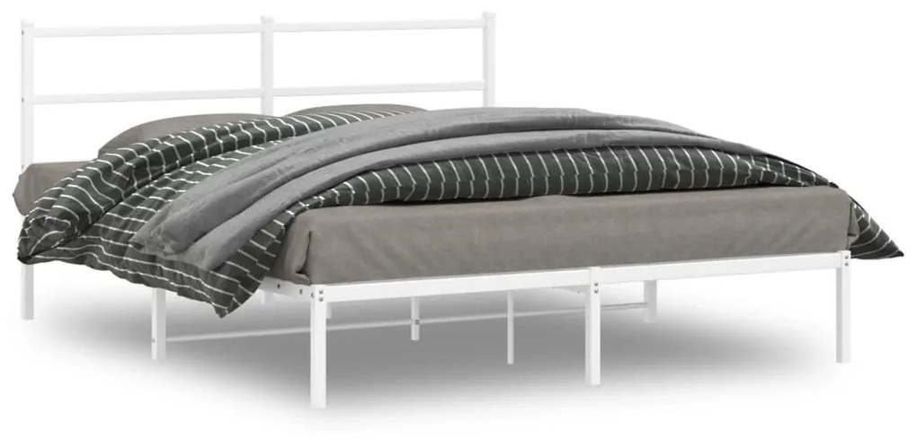 Estrutura de cama com cabeceira 150x200 cm metal branco