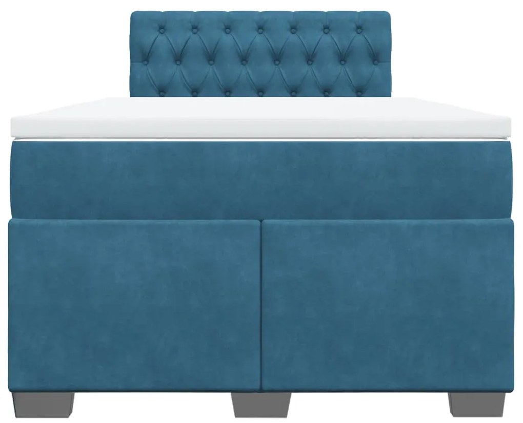Cama boxspring com colchão 120x200 cm veludo azul