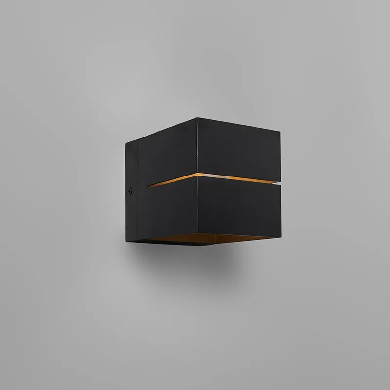 Conjunto de 2 Apliques de Parede Preto com Interior Dourado 9,7 cm - Transfer Groove