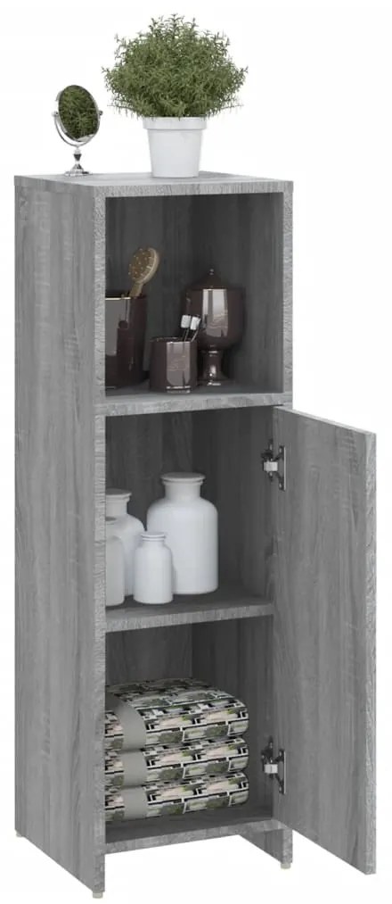 Armário WC 30x30x95 cm derivados de madeira cinzento sonoma