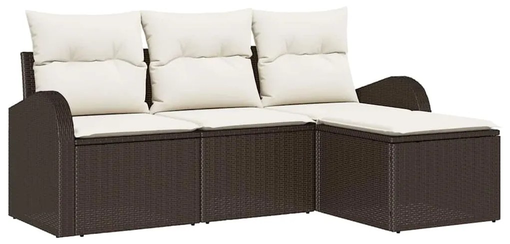 Conjunto de Sofá de Jardim vidaXL de 4 peças com Almofadas Castanho Ra