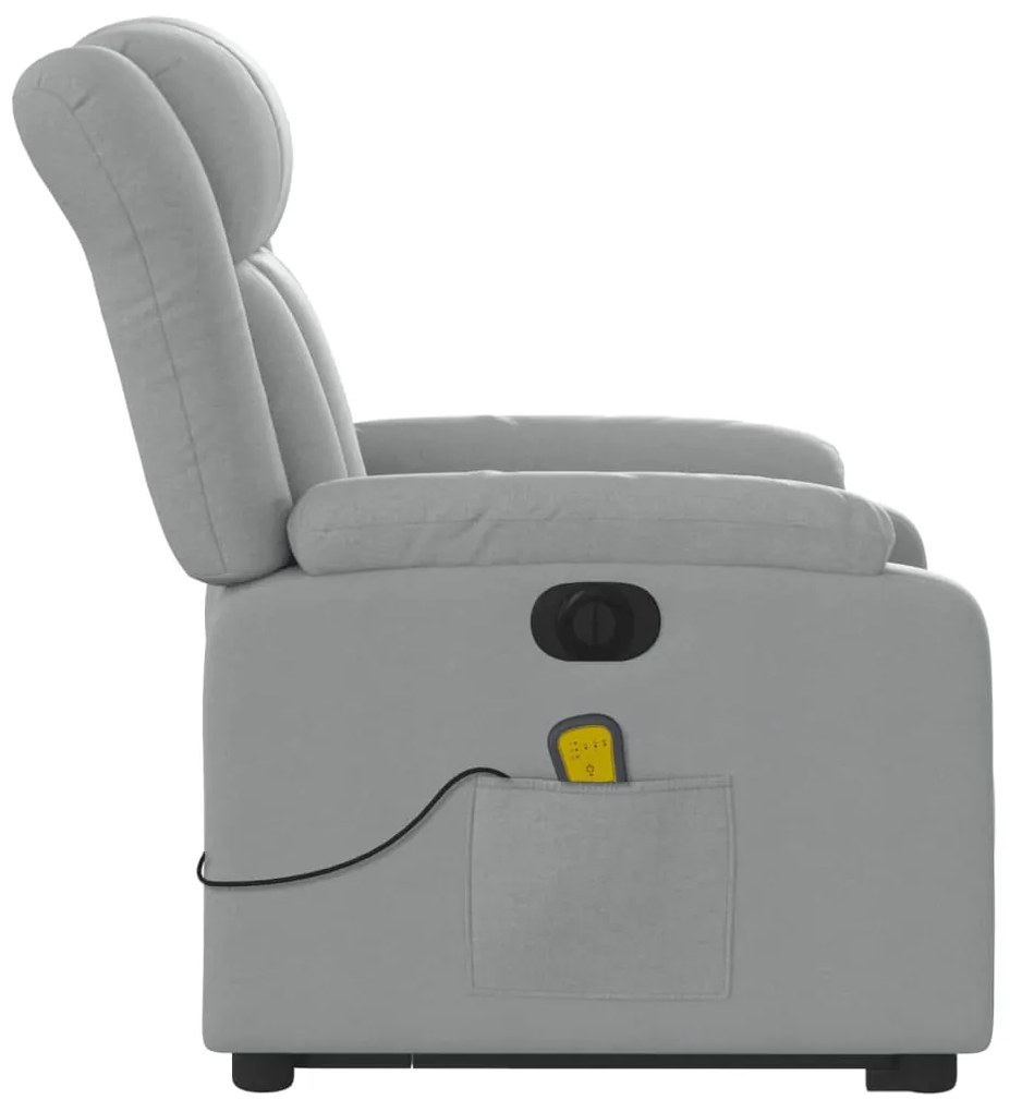 Poltrona elétrica reclinável massagens tecido cinzento-claro
