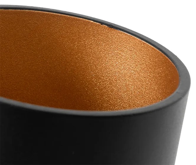 Candeeiro de parede moderno preto com interior dourado - Ria Moderno