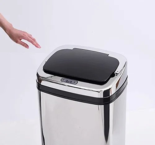Caixote do lixo de 50 L - Caixote do Lixo com Sensor Detetor Movimento Automático Balde Aço