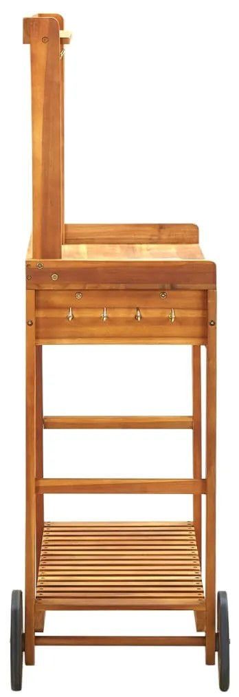 Trólei de cozinha/jardim madeira acácia maciça 92x43,5x141,5 cm