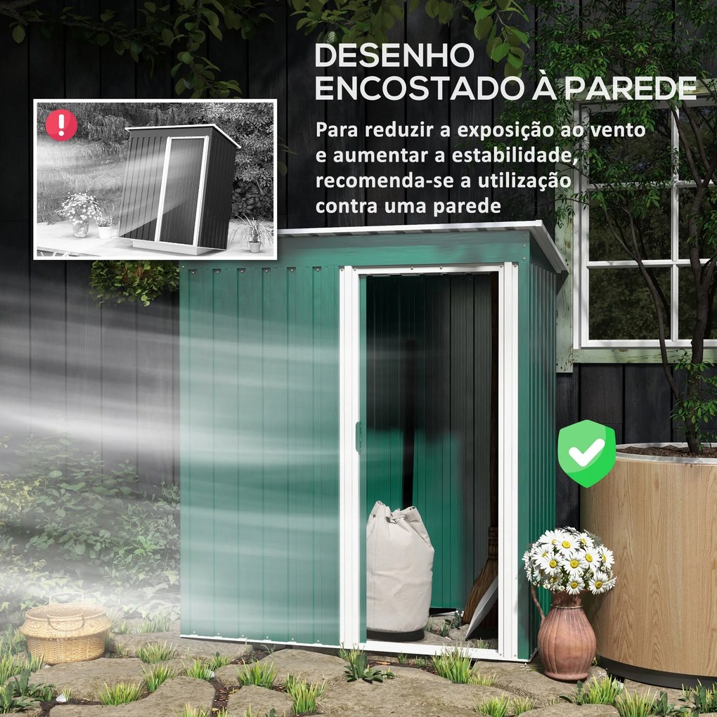 Casetta Verde Chiaro – Abrigo de Jardim Metálico 1,5 m² com Porta de C