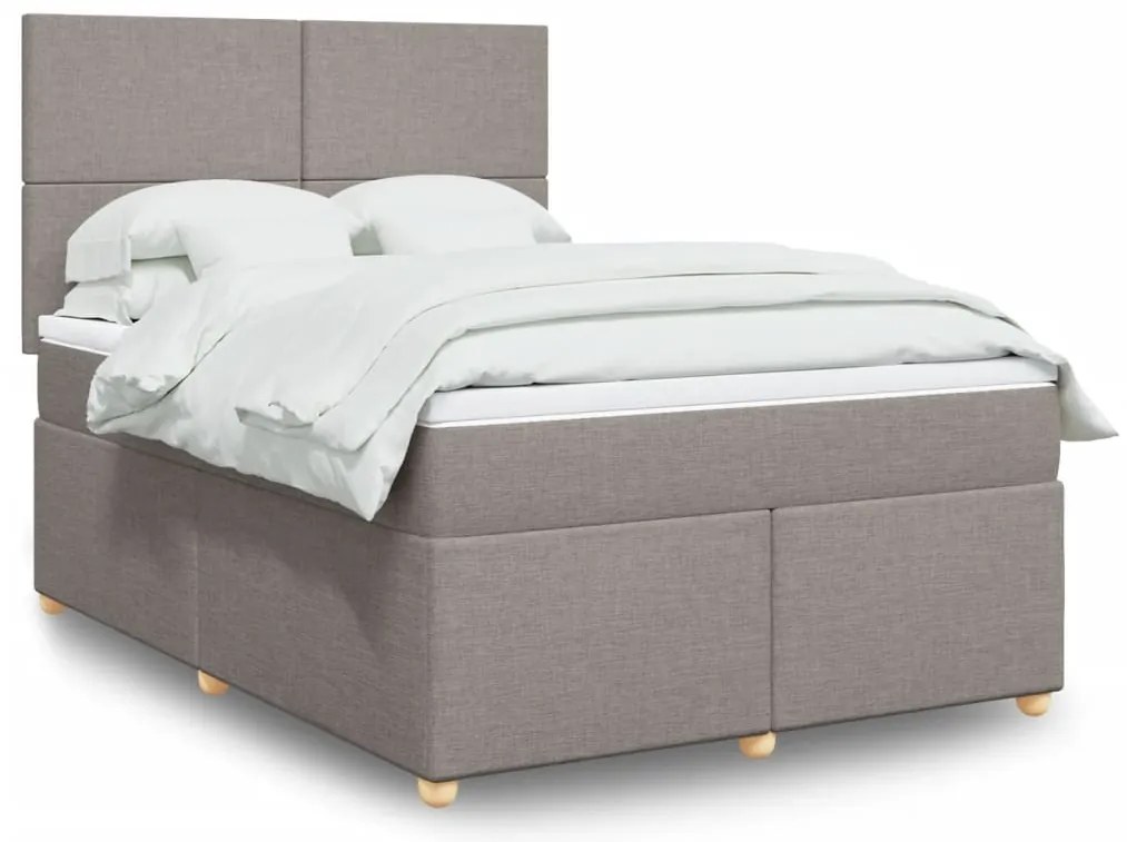 vidaXL Cama com molas/colchão 140x190 cm tecido castanho-acinzentado