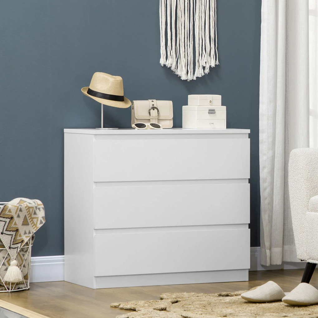 Cómoda com 3 gavetas 80 x 39 x 73 cm branco