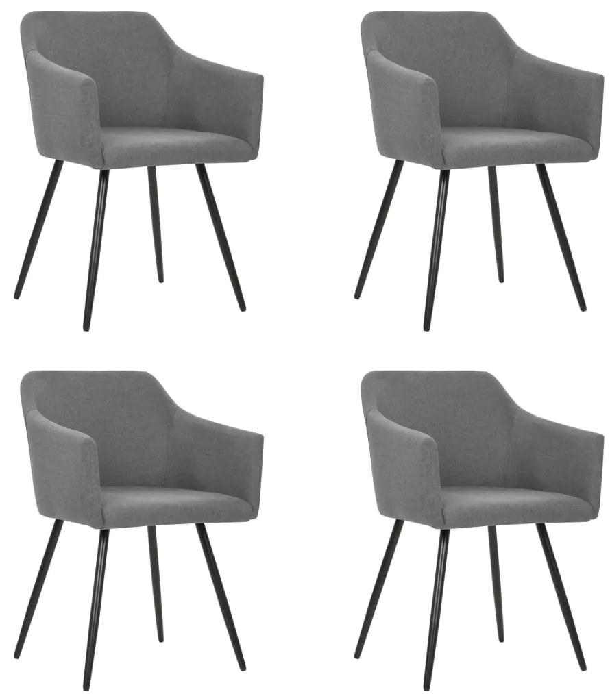 vidaXL Cadeiras de jantar 4 pcs tecido cinzento-claro