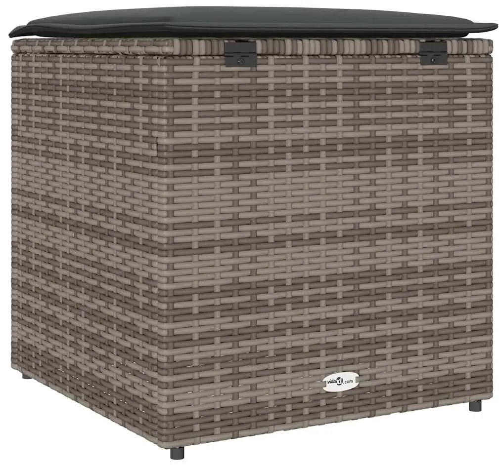 Caixa de Armazenamento Externa Cinza e Cinza Escuro Rattan Grande