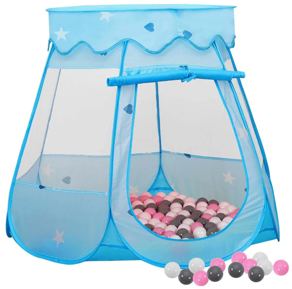 3107723 vidaXL Tenda de brincar infantil com 250 bolas 102x102x82 cm azul
