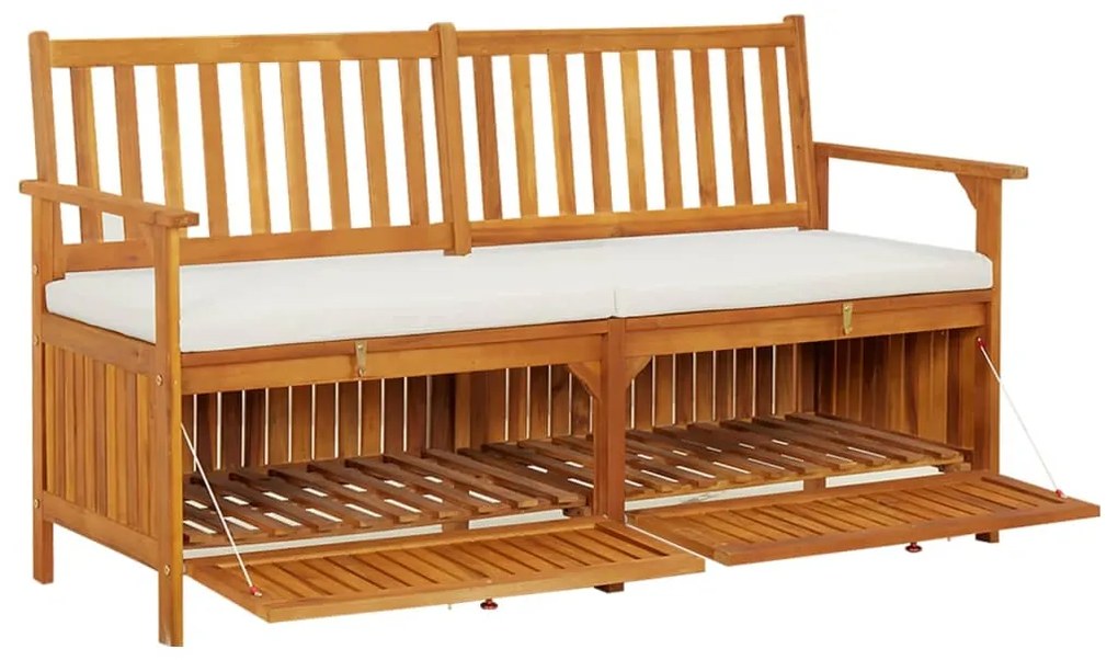 Banco de arrumação c/ almofadão 148 cm madeira de acácia maciça