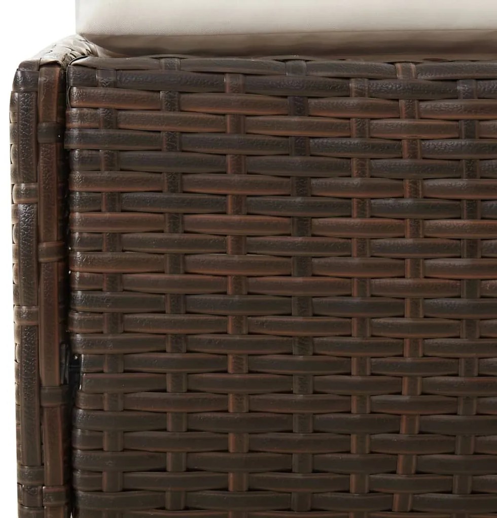 Espreguiçadeira c/ teto dobrável 200x114x128cm vime PE castanho