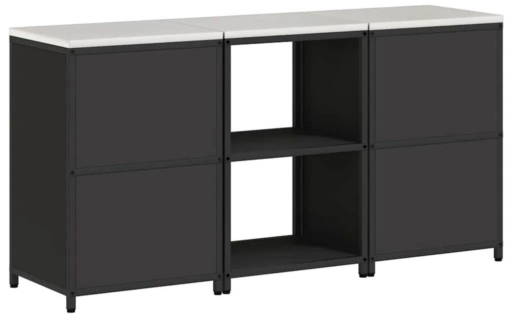 Conjunto de Armazenamento de Cozinha com prateleira 3 pcs Preto
