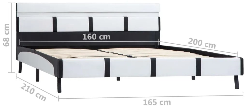 Estrutura de cama com LED 160x200 cm couro artificial branco
