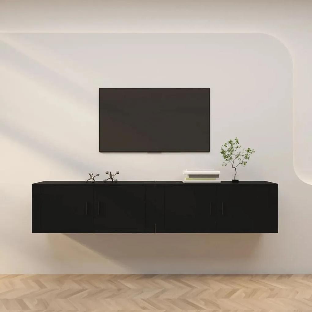 Móveis de TV de parede 2 pcs 100x34,5x40 cm preto