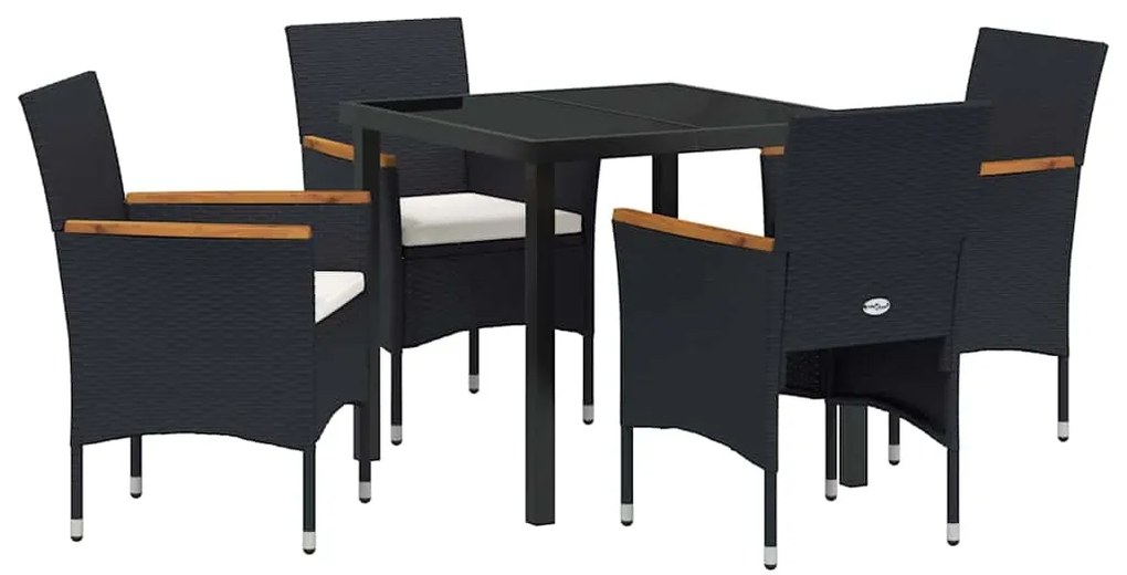 Conjunto de Jantar de Jardim com 5 Peças em Rattan Preto