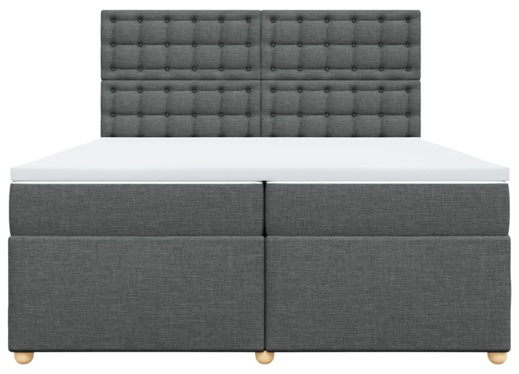 Cama com molas/colchão 200x200 cm tecido cinzento-escuro