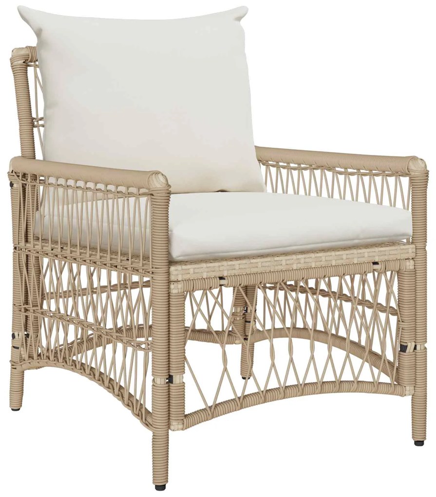 vidaXL Cadeira de Jardim com almofada Bege 73 x 61 x 77 cm vime PE