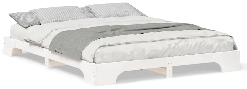 Estrutura de cama de chão com armazenamento Branco 160 x 220 cm