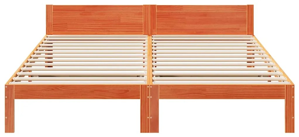 Cama sem colchão 160x200 cm madeira pinho maciço castanho-mel