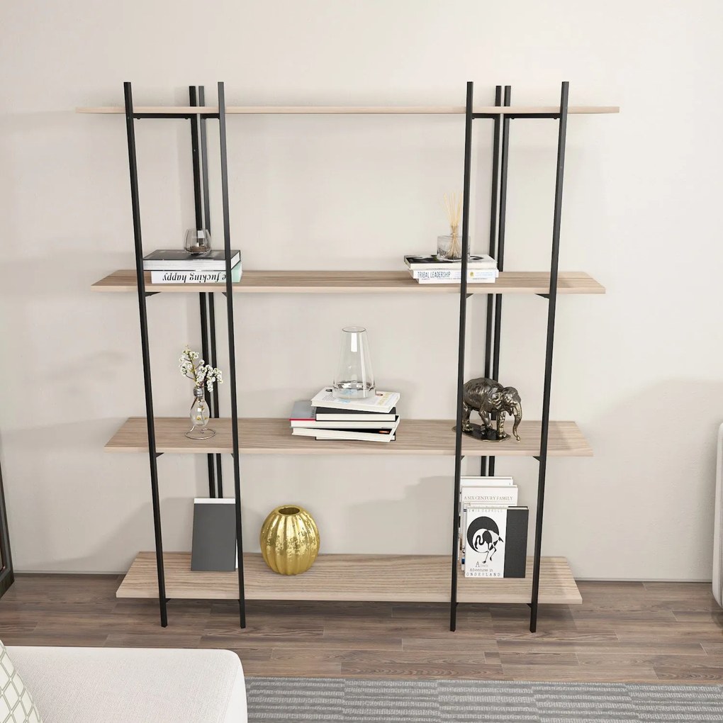 Estante Moss – Carvalho e Preto – 160x180x29,6 cm