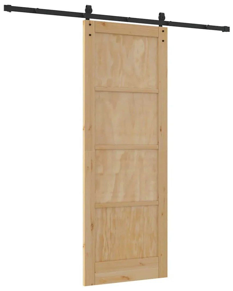 Porta Deslizante vidaXL com Conjunto de Ferragens 78x211 cm Madeira Só
