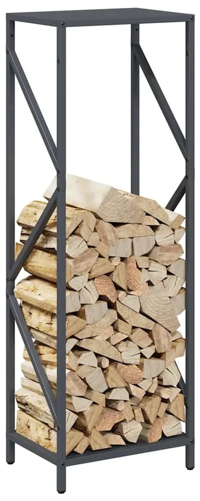 Suporte para lenha 34x25x100 cm aço laminado a frio antracite