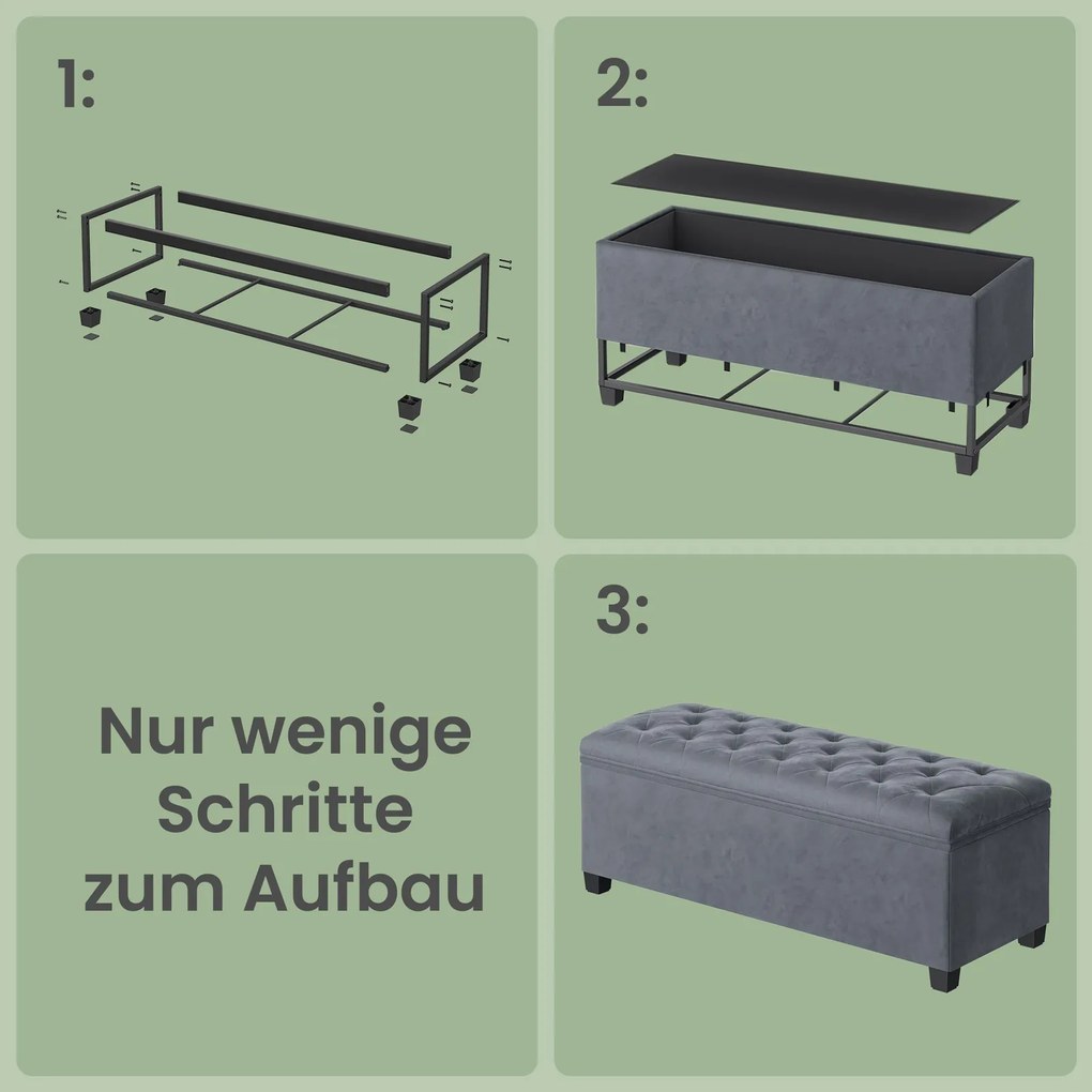 Banco com espaço de arrumação 40 x 110 x 40 cm cinza ardósia