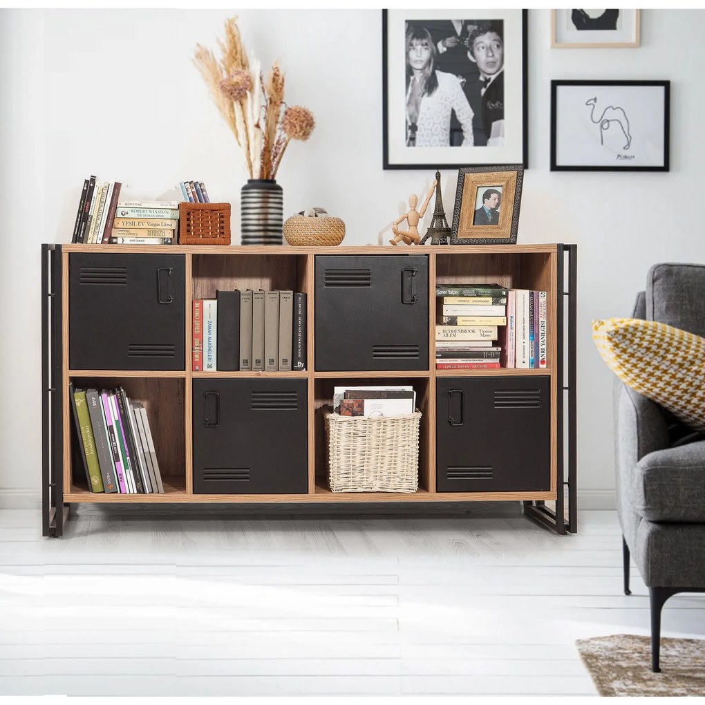 Conjunto de Mobiliário de Sala de Estar Cosmo – Pinho Atlântico/Preto