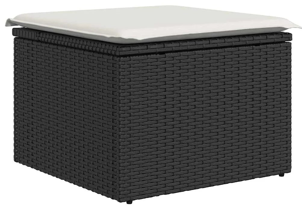 8 pcs conjunto sofás de jardim com almofadões vime PE preto