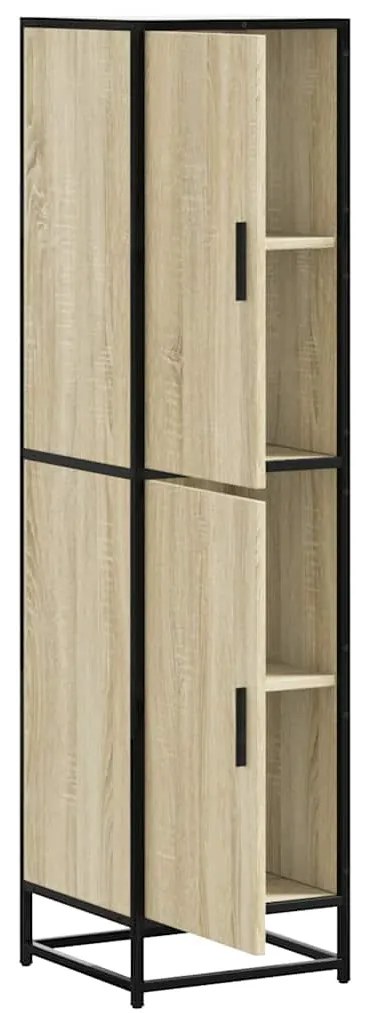Armário alto 35,5x35x139 cm madeira e metal carvalho sonoma