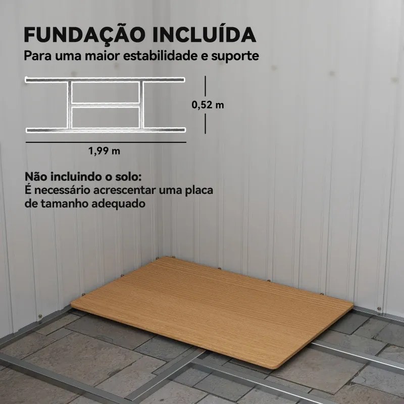 Abrigo de Jardim 213x130x173 Abrigo de Exterior de Aço Galvanizado com Porta Corredeira para Armazenamento Cinza Escuro