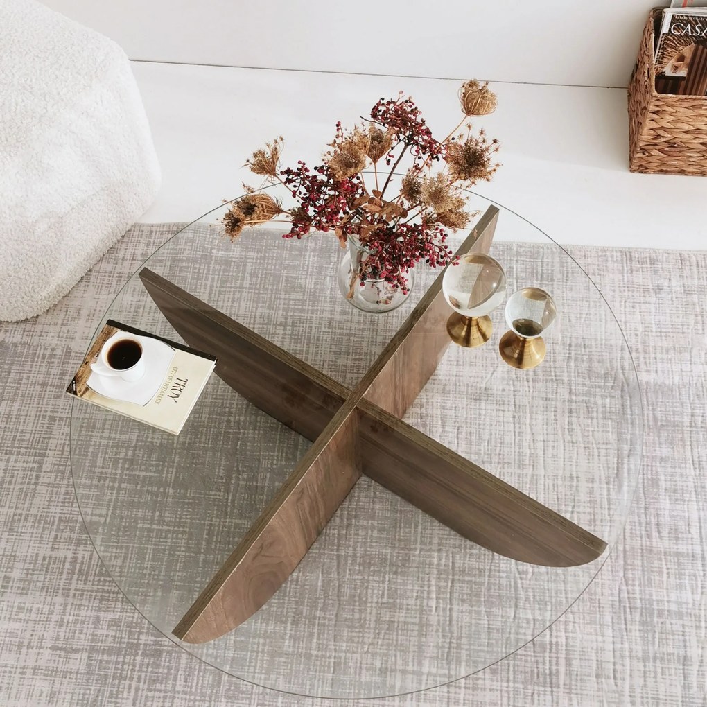 Mesa de Centro Lily – Nogueira – 90x30x90 cm