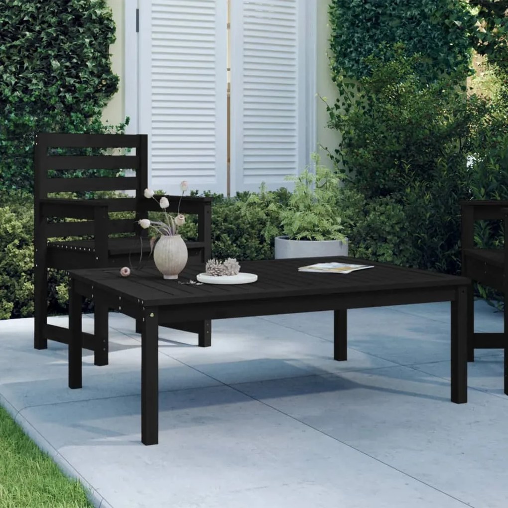 vidaXL Mesa de jardim 121x82,5x45 cm madeira de pinho maciça preto