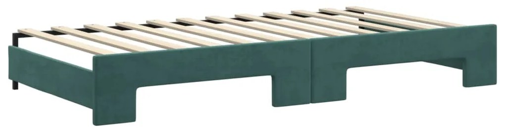 Sofá-cama c/ gavetão e gavetas 100x200 cm veludo verde-escuro