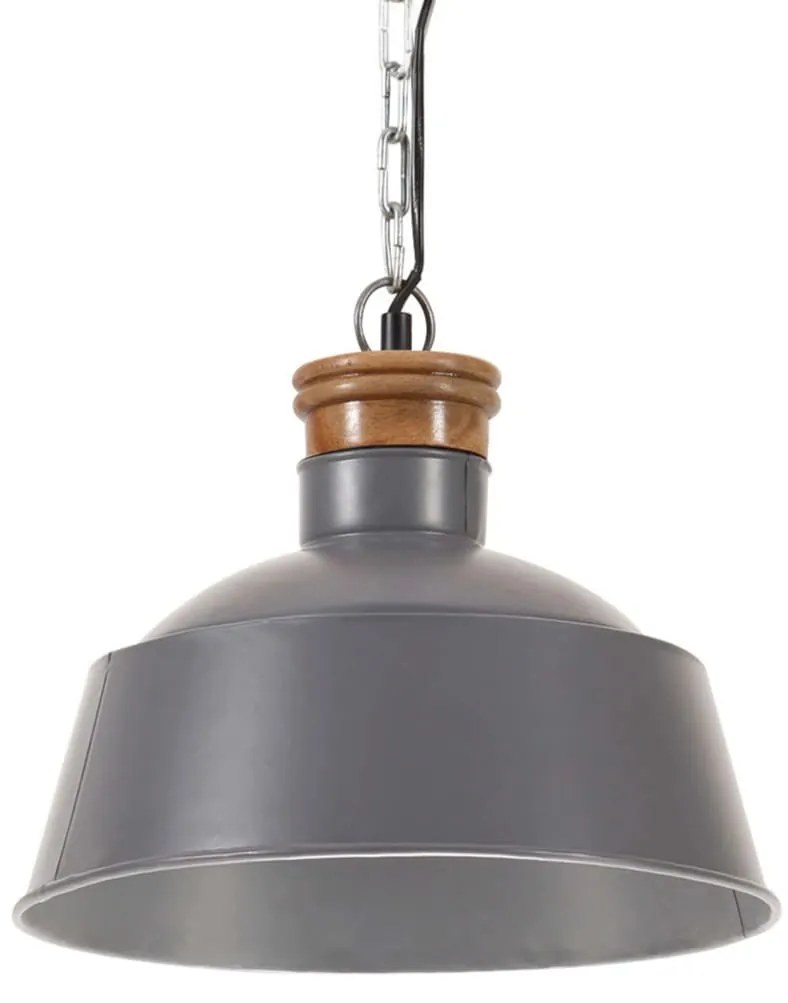 vidaXL Candeeiro suspenso industrial 32 cm E27 cinzento