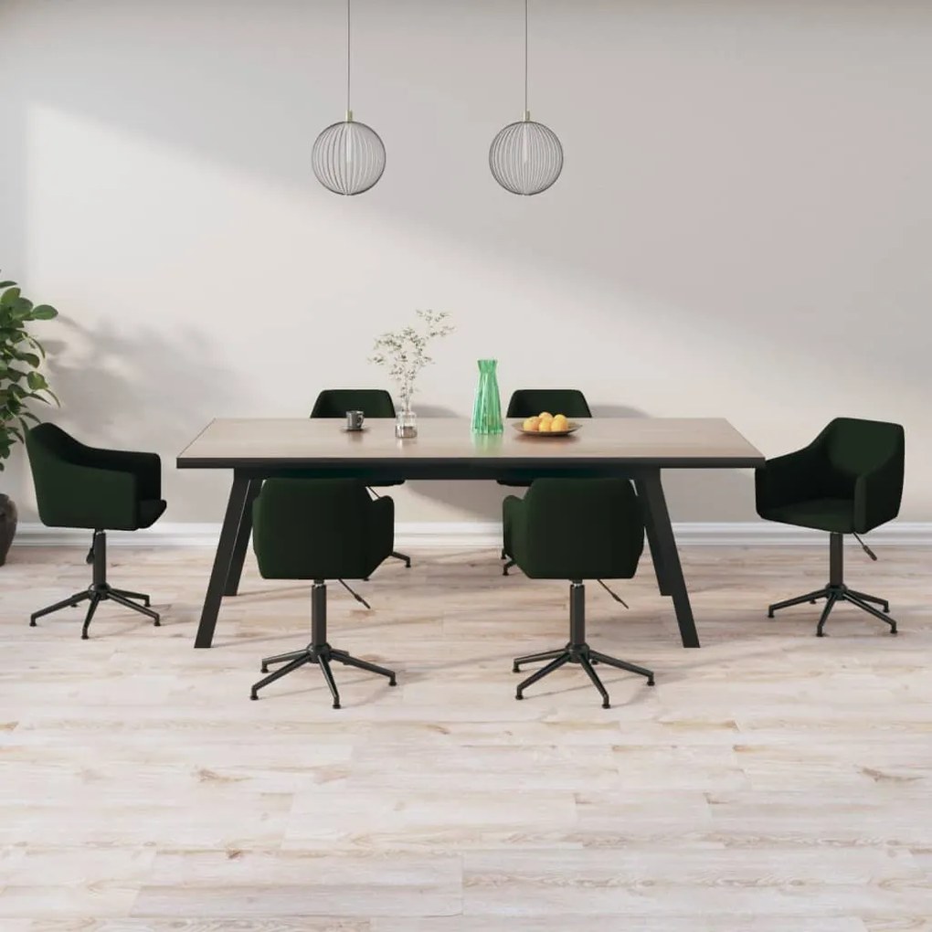 vidaXL Cadeiras de jantar giratórias 6 pcs veludo verde-escuro