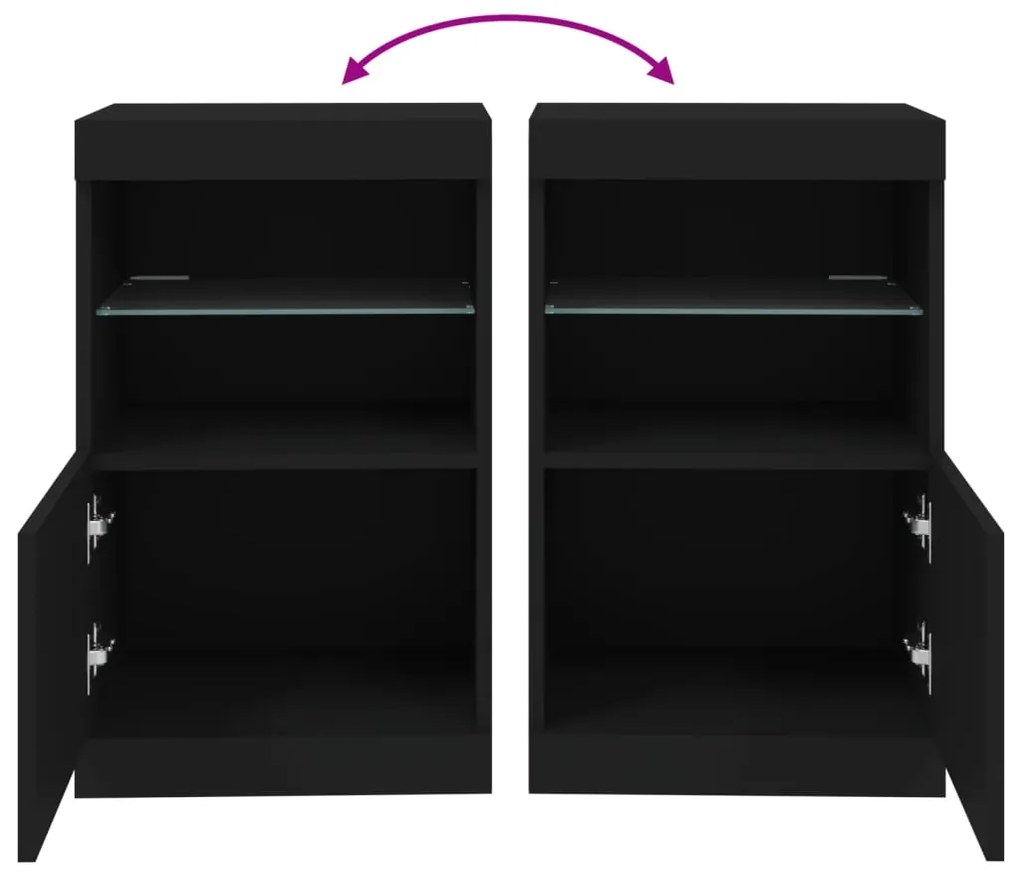 Aparador com luzes LED 41x37x67 cm preto