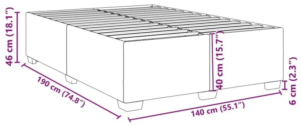 Estrutura de cama sem colchão 140x190 cm tecido cinzento-escuro