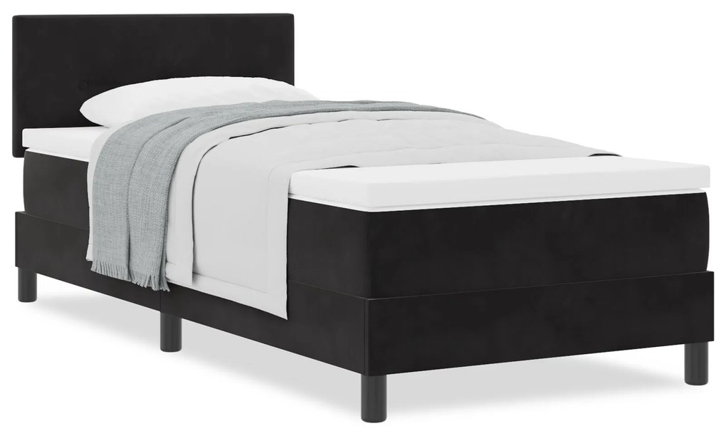 Cama Box Spring com Colchão vidaXL Preta 90x200 cm Veludo