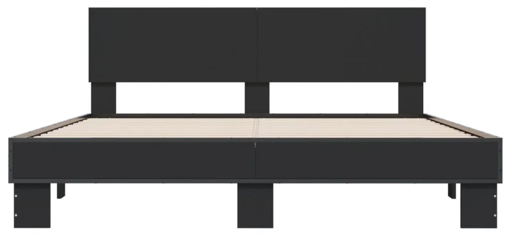Estrutura de cama 160x200 cm derivados de madeira/metal preto