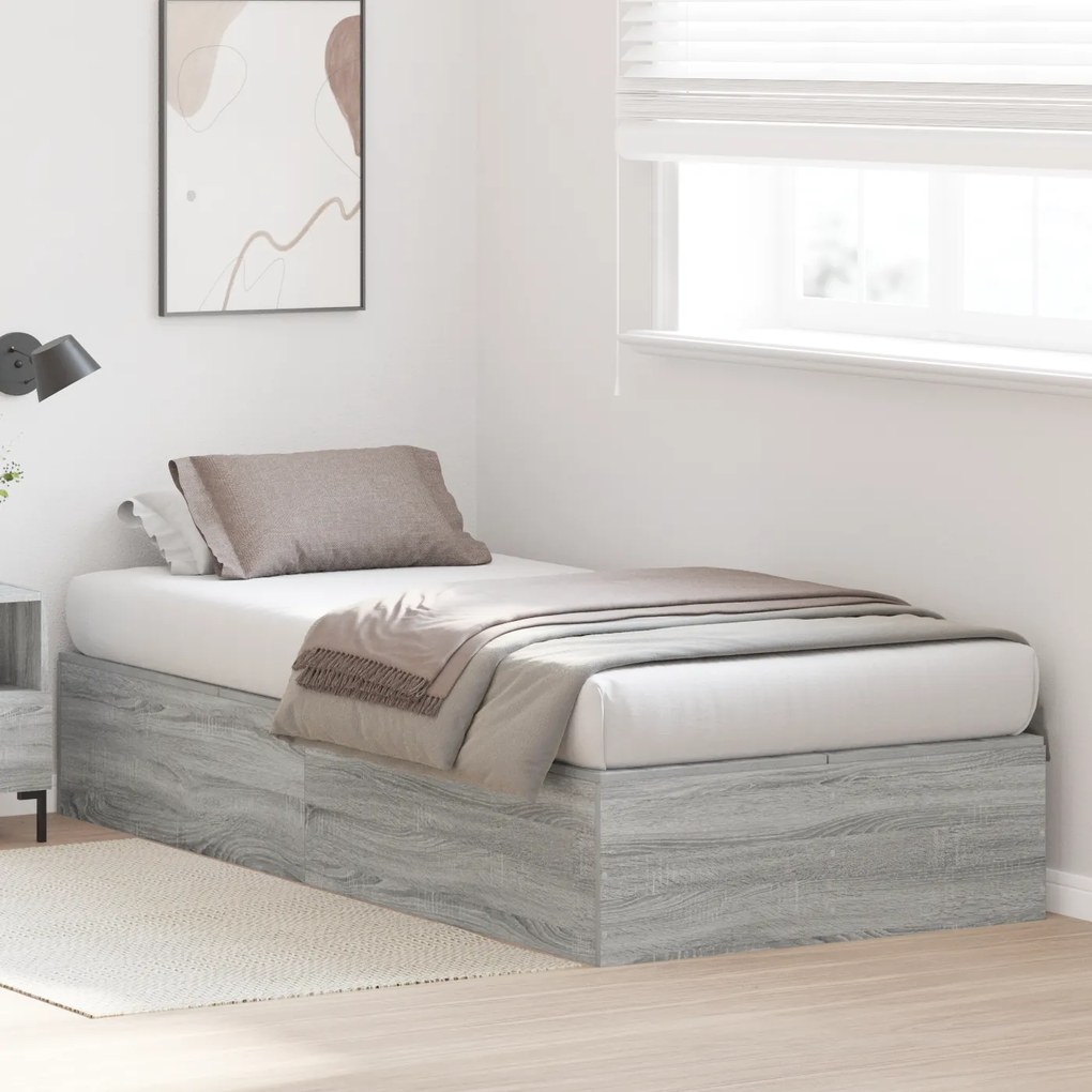 Cama com Arrumação vidaXL Cinza Sonoma 100x200 cm