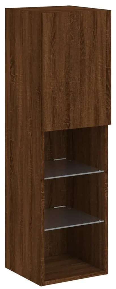 Móvel de TV com luzes LED 30,5x30x102 cm carvalho castanho