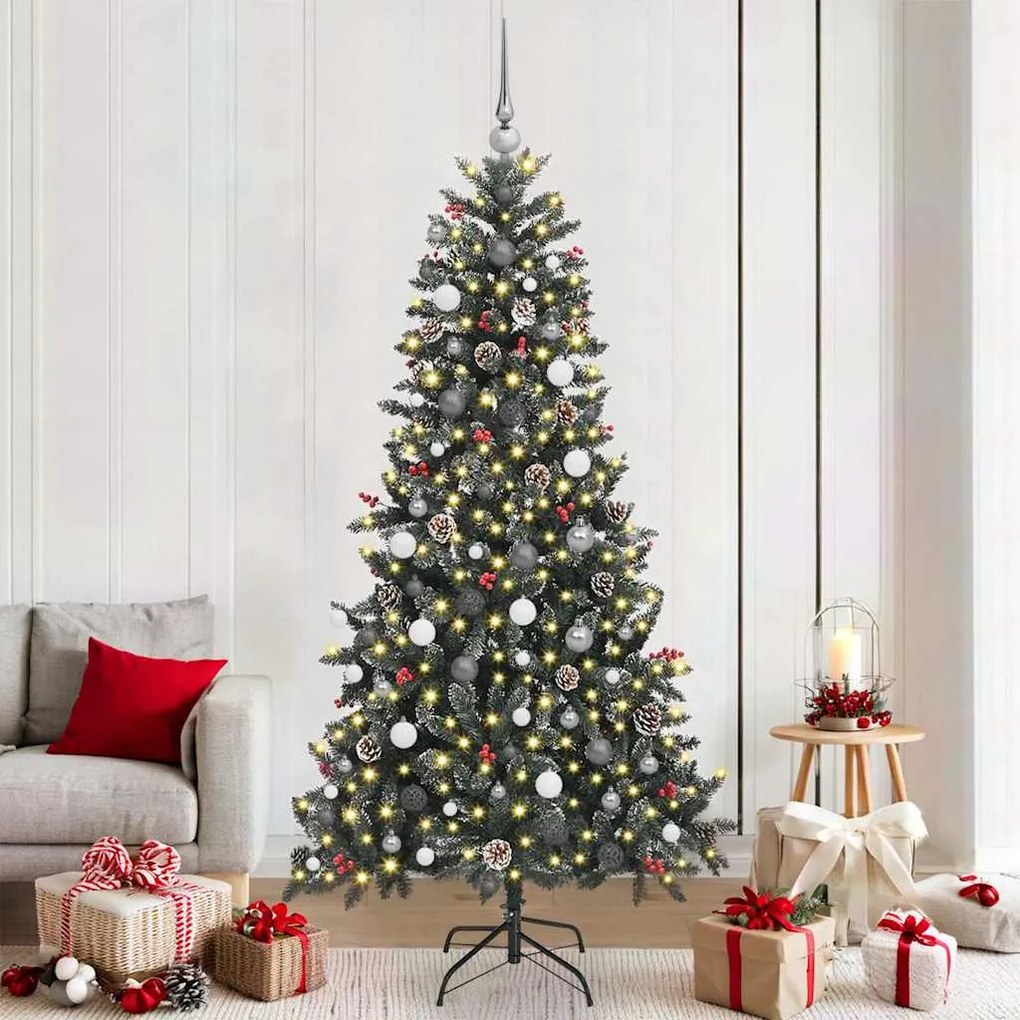 vidaXL Árvore de Natal Artificial Verde 210 cm PVC, Plástico e Aço