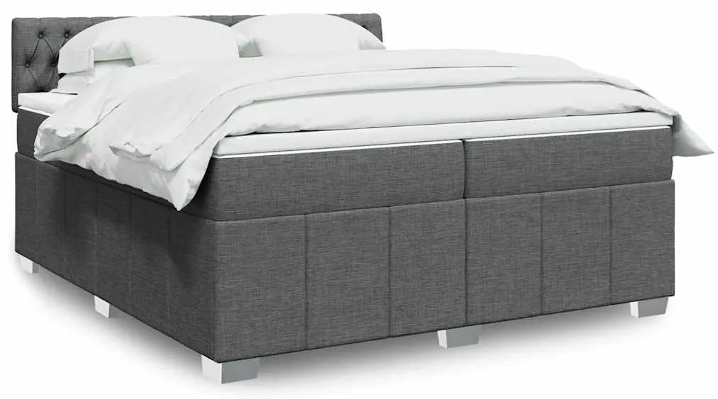 Cama com molas/colchão 200x200 cm tecido cinzento-escuro