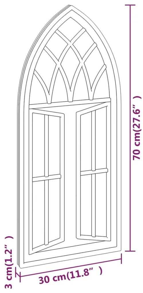 Espelho de jardim p/ uso exterior ferro 70x30 cm cor de areia