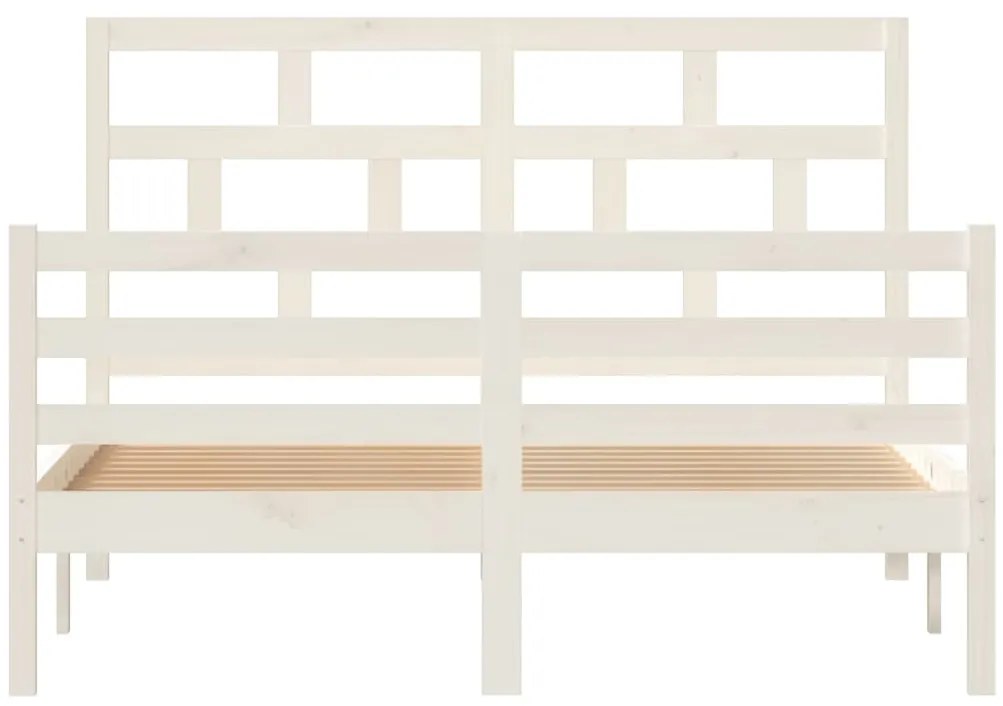Estrutura de cama 140x200 cm madeira de pinho maciça branco