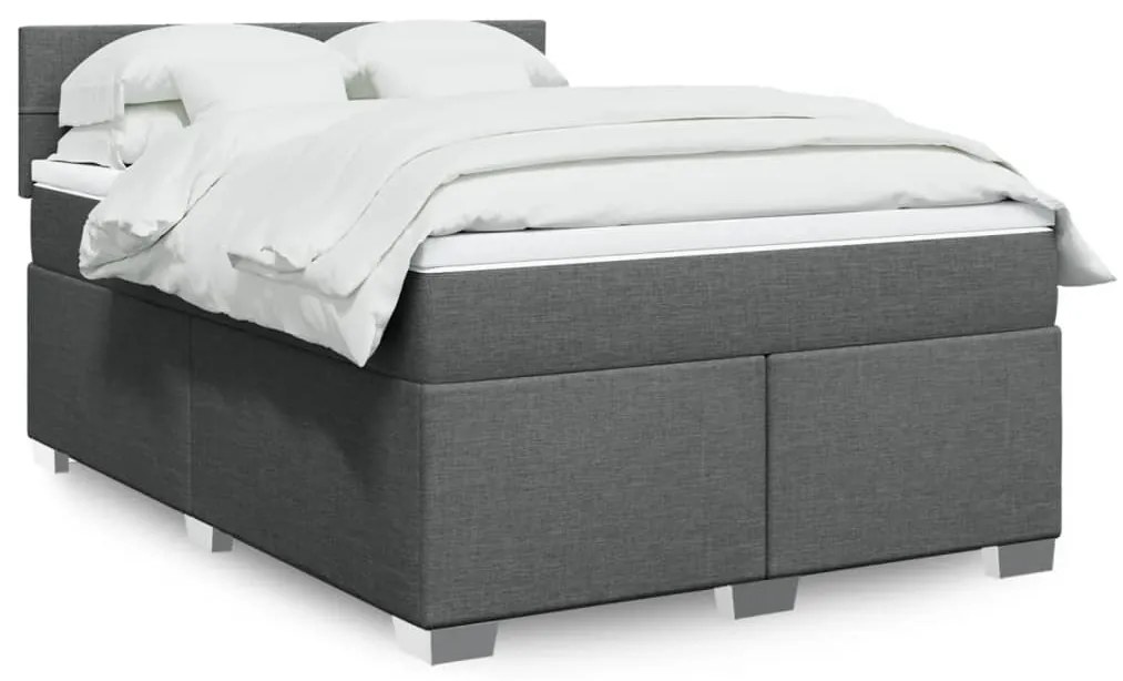 Cama com molas/colchão 140x190 cm tecido cinzento-escuro
