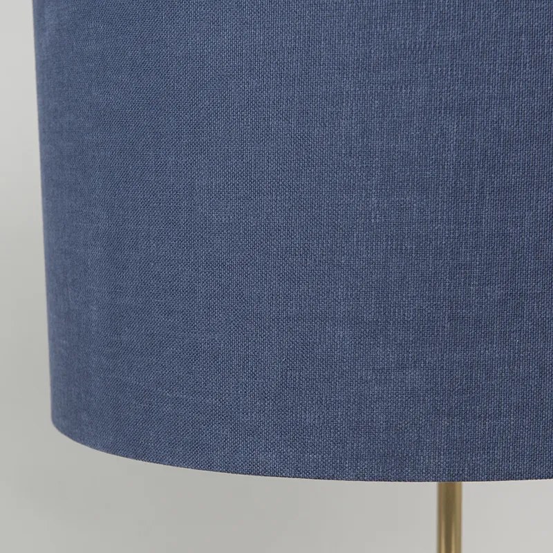 Candeeiro de mesa em latão com cúpula azul 35 cm - Kaso Moderno